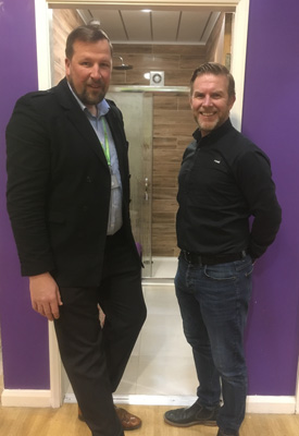 (L-R) Jonathan Billings, CEO of the Wellspring Stockport, and Leigh Price, of Real Stone & Tile.